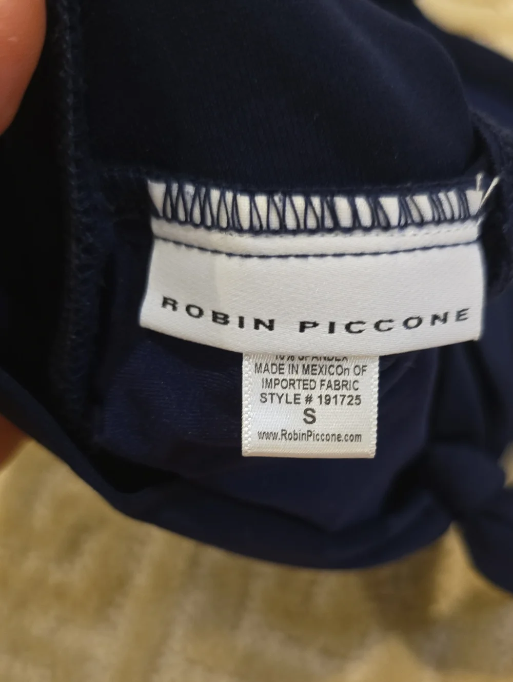 Robin Piccone Navy Tie-Front Swim Crop Top, Size S